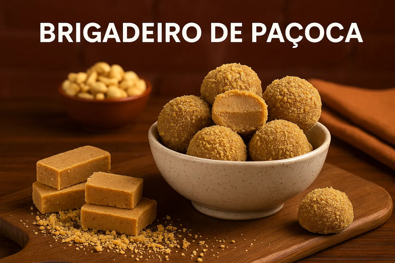 Brigadeiro de paçoca feito com paçoca de amendoim lisa, ideal para sobremesas criativas, festas juninas e receitas caseiras tradicionais.
