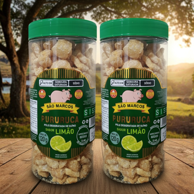 2 Potes Torresmo Sabor Limão